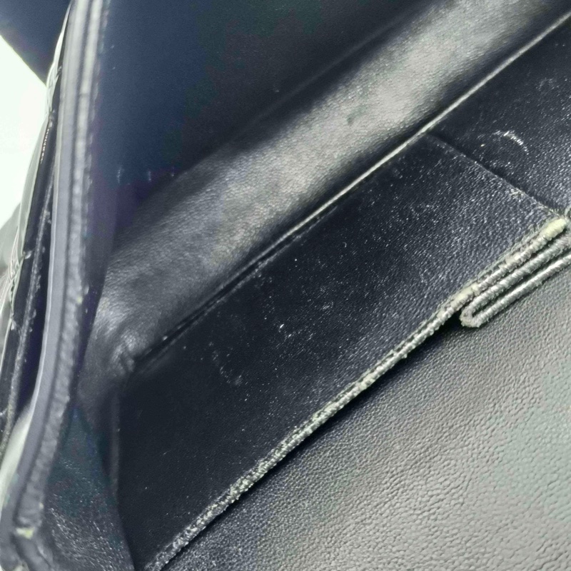 Chanel • 經典Cf 25 黑色漆皮銀釦口蓋包 中號 有購證-23