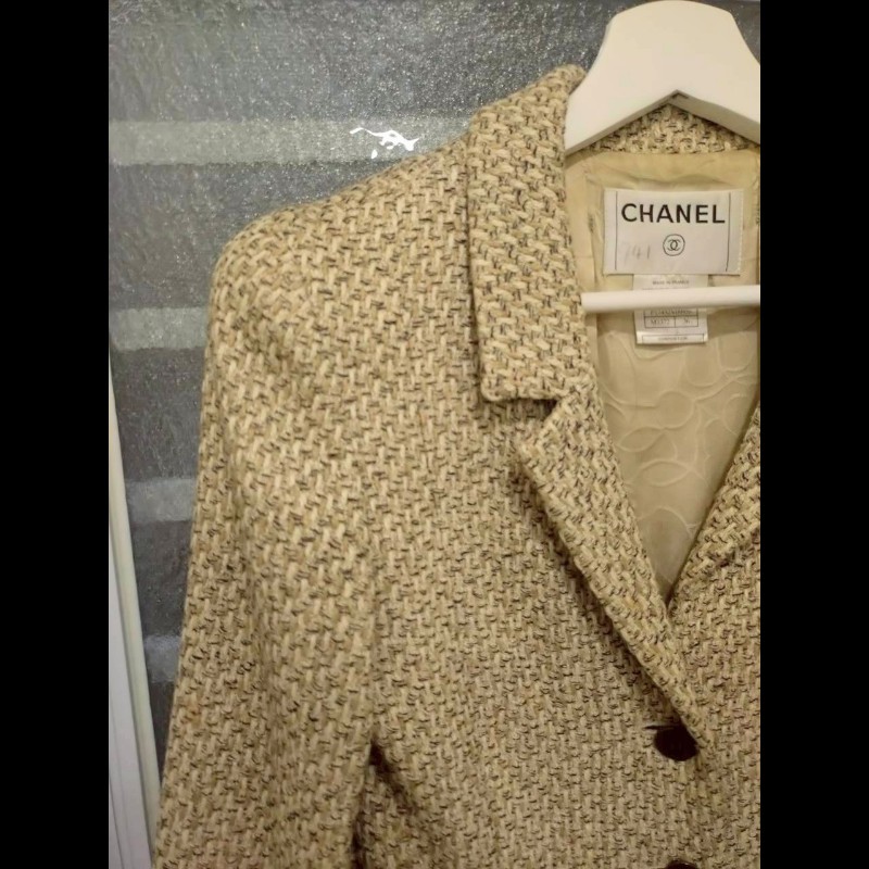 Chanel 駝米色毛呢编外套-4