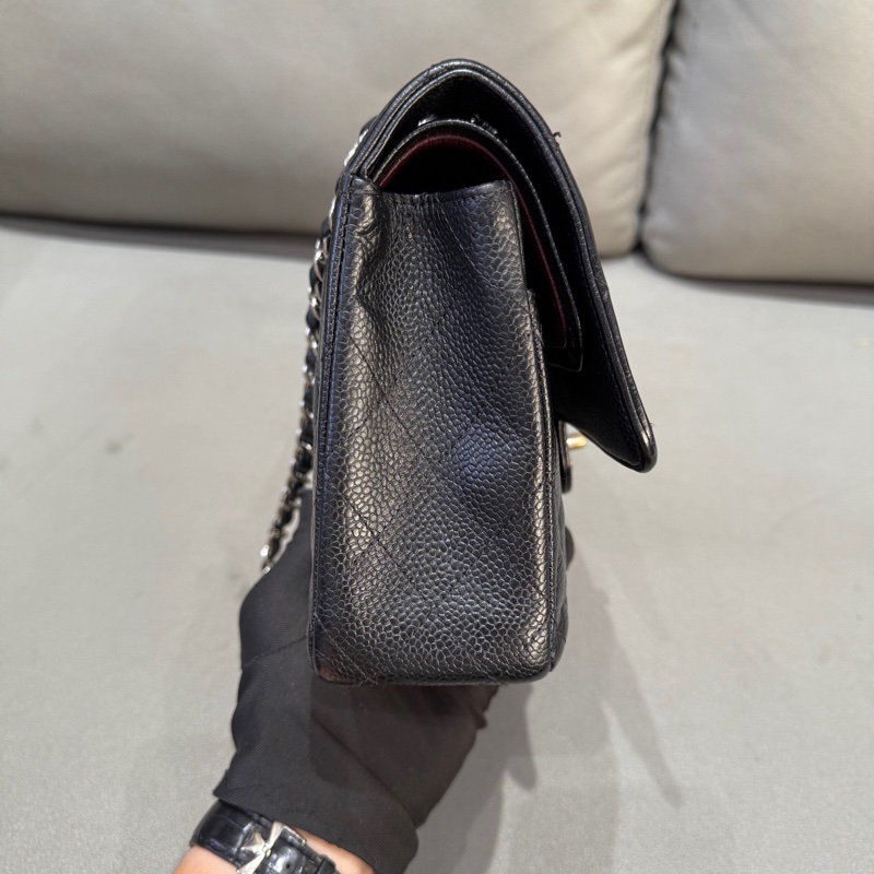 Chanel • 經典Cf 25 荔枝牛皮銀釦口蓋包 中號-5