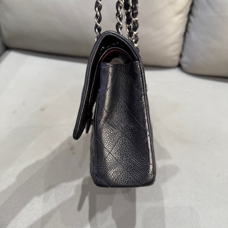 Chanel • 經典Cf 25 荔枝牛皮銀釦口蓋包 中號-6