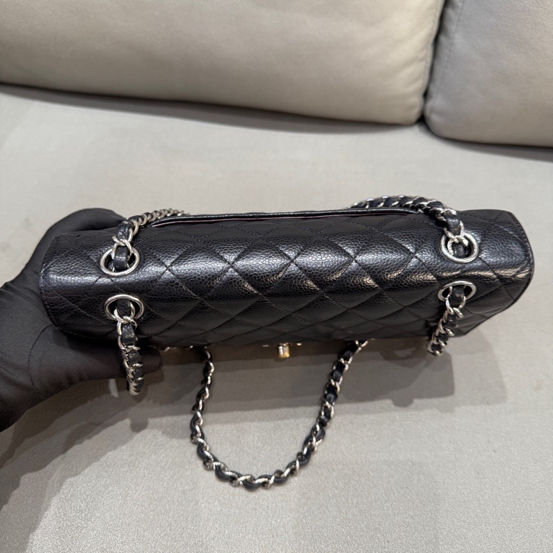 Chanel • 經典Cf 25 荔枝牛皮銀釦口蓋包 中號-7