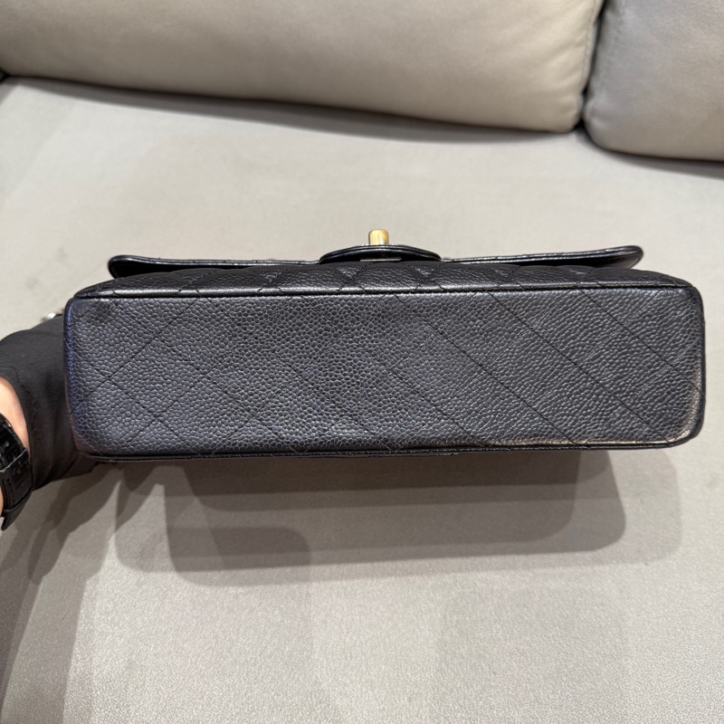 Chanel • 經典Cf 25 荔枝牛皮銀釦口蓋包 中號-8