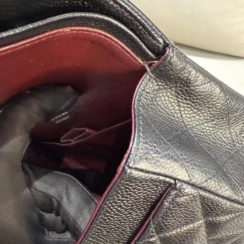 Chanel • 經典Cf 25 荔枝牛皮銀釦口蓋包 中號-11