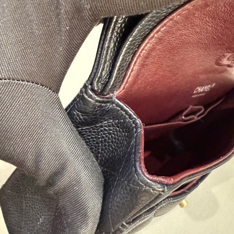 Chanel • 經典Cf 25 荔枝牛皮銀釦口蓋包 中號-12