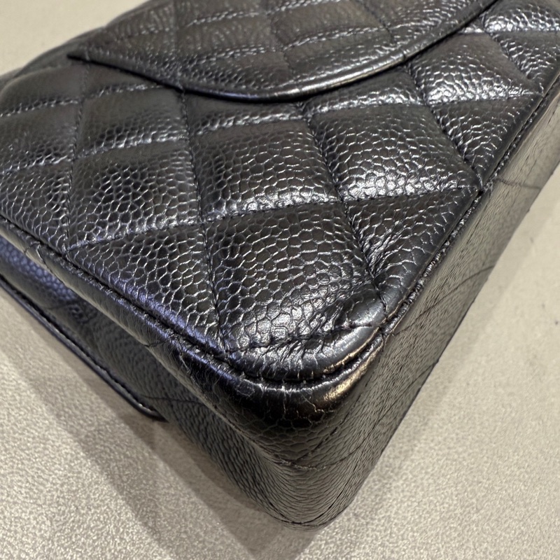 Chanel • 經典Cf 25 荔枝牛皮銀釦口蓋包 中號-16