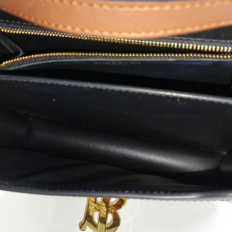 BURBERRY TB小號棕色塗層帆布TB斜挎包金色五金可拆卸肩帶-6