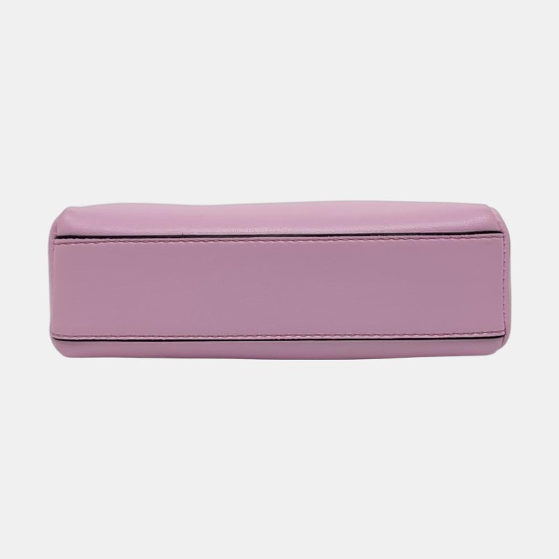 FENDI Peekaboo迷你粉色羊皮單肩包斜挎包手提包金色五金可拆卸肩帶配件齊全-5