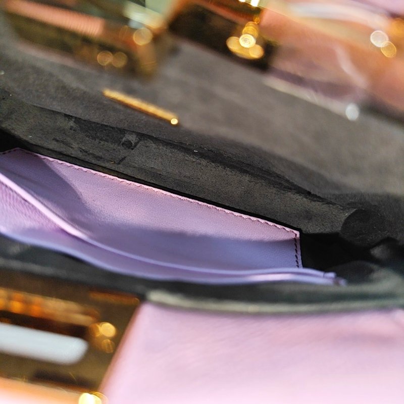 FENDI Peekaboo迷你粉色羊皮單肩包斜挎包手提包金色五金可拆卸肩帶配件齊全-6