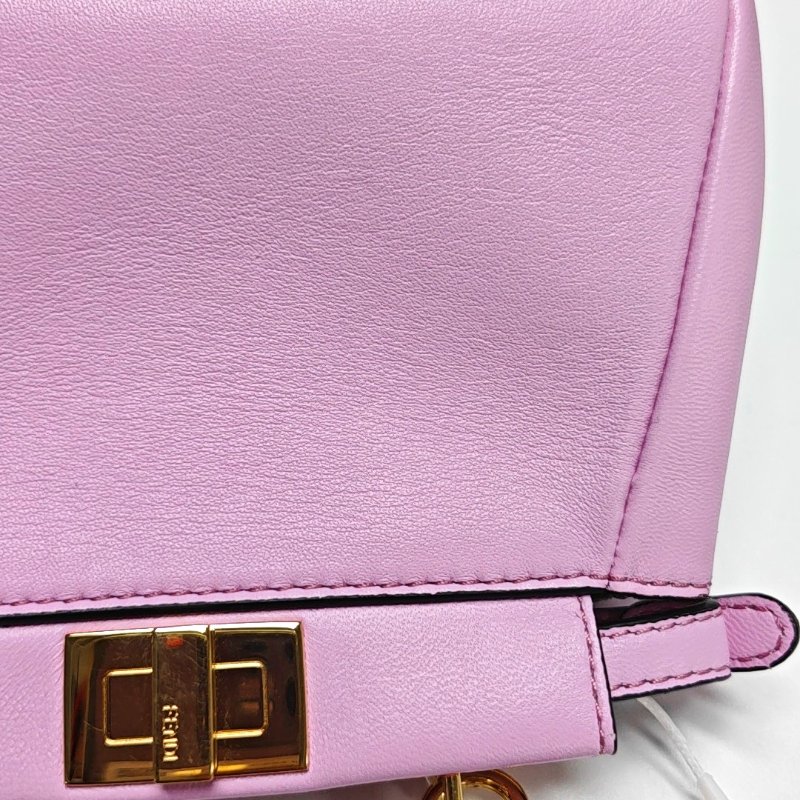 FENDI Peekaboo迷你粉色羊皮單肩包斜挎包手提包金色五金可拆卸肩帶配件齊全-10