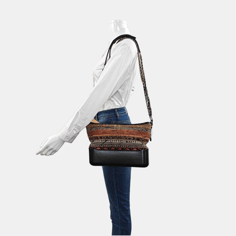 CHANEL GABRIELLE中號多色毛呢菱格紋絎縫流浪包單肩包斜挎包金色銀色釘色五金25開可拆卸肩帶-1