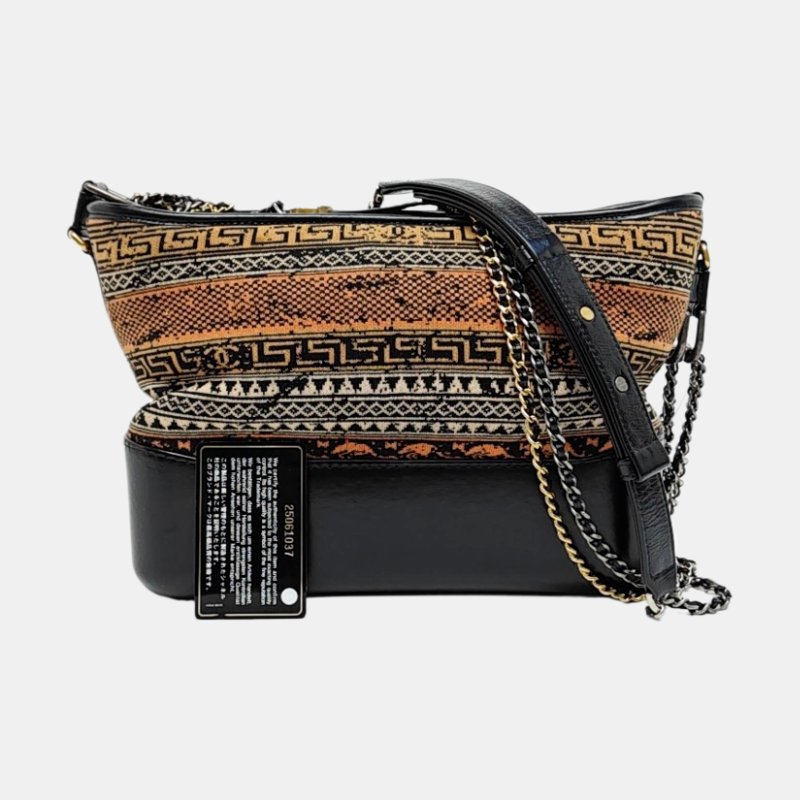 CHANEL GABRIELLE中號多色毛呢菱格紋絎縫流浪包單肩包斜挎包金色銀色釘色五金25開可拆卸肩帶-7