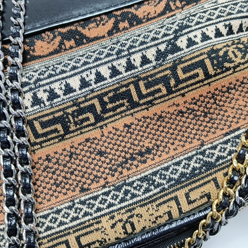 CHANEL GABRIELLE中號多色毛呢菱格紋絎縫流浪包單肩包斜挎包金色銀色釘色五金25開可拆卸肩帶-10