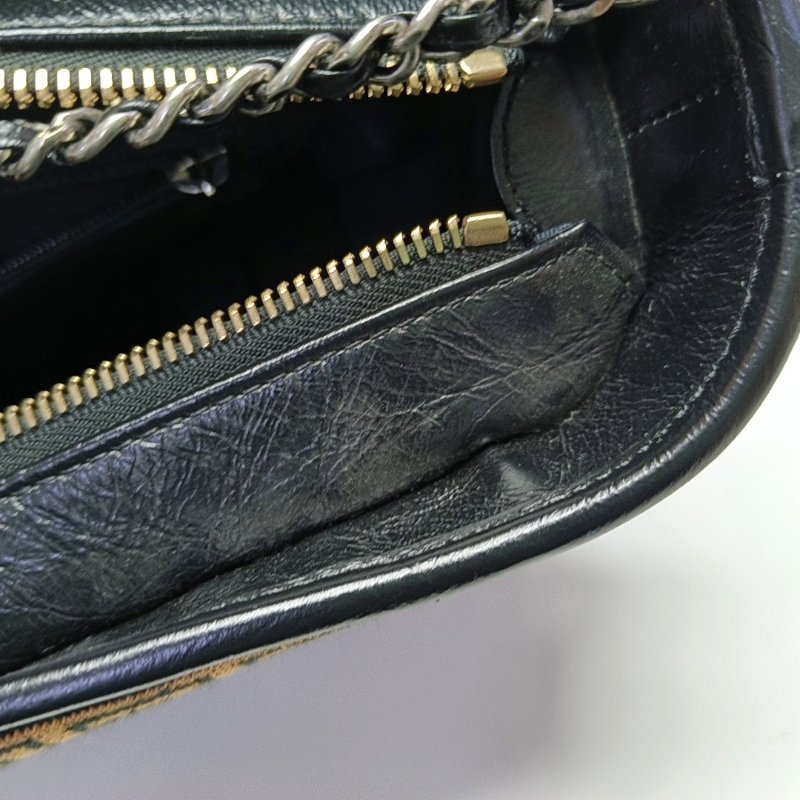 CHANEL GABRIELLE中號多色毛呢菱格紋絎縫流浪包單肩包斜挎包金色銀色釘色五金25開可拆卸肩帶-13