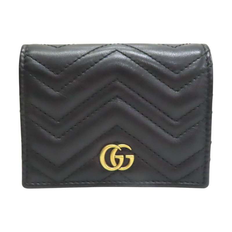 黑色牛皮 Marmont 兩折 扣式 短夾 466492【GUCCI 古馳】 466492-0