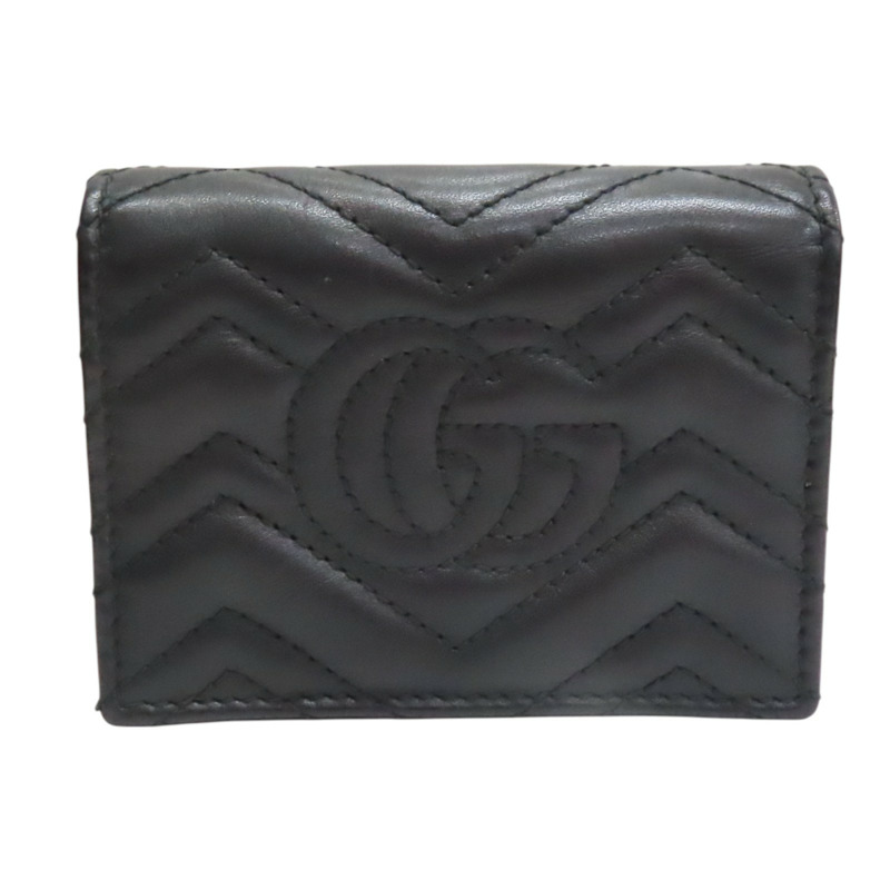 黑色牛皮 Marmont 兩折 扣式 短夾 466492【GUCCI 古馳】 466492-1