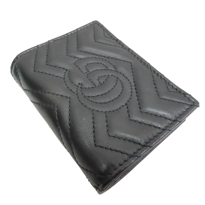 黑色牛皮 Marmont 兩折 扣式 短夾 466492【GUCCI 古馳】 466492-3