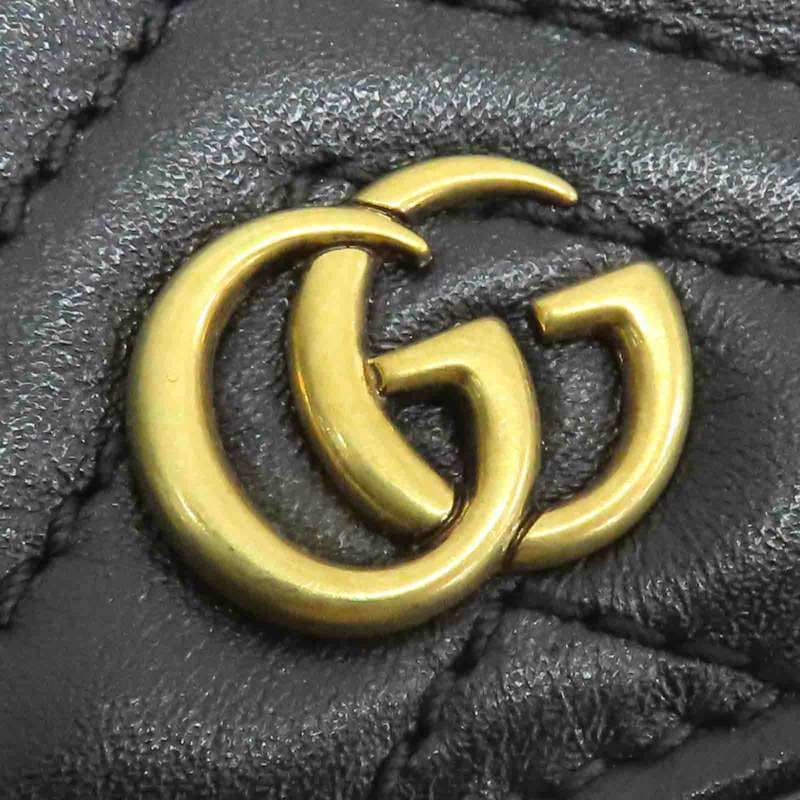 黑色牛皮 Marmont 兩折 扣式 短夾 466492【GUCCI 古馳】 466492-14
