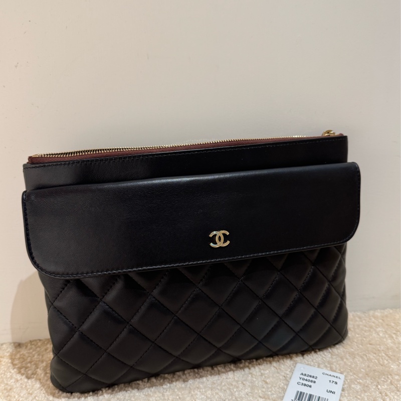 Chanel香奈兒小羊皮雙層手拿包-2