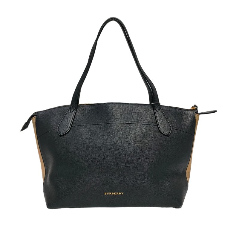BURBERRY Welburn黑色牛皮手提包單肩包金色五金-0