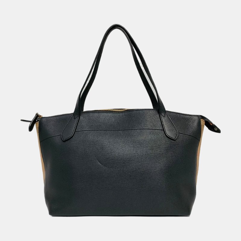 BURBERRY Welburn黑色牛皮手提包單肩包金色五金-4