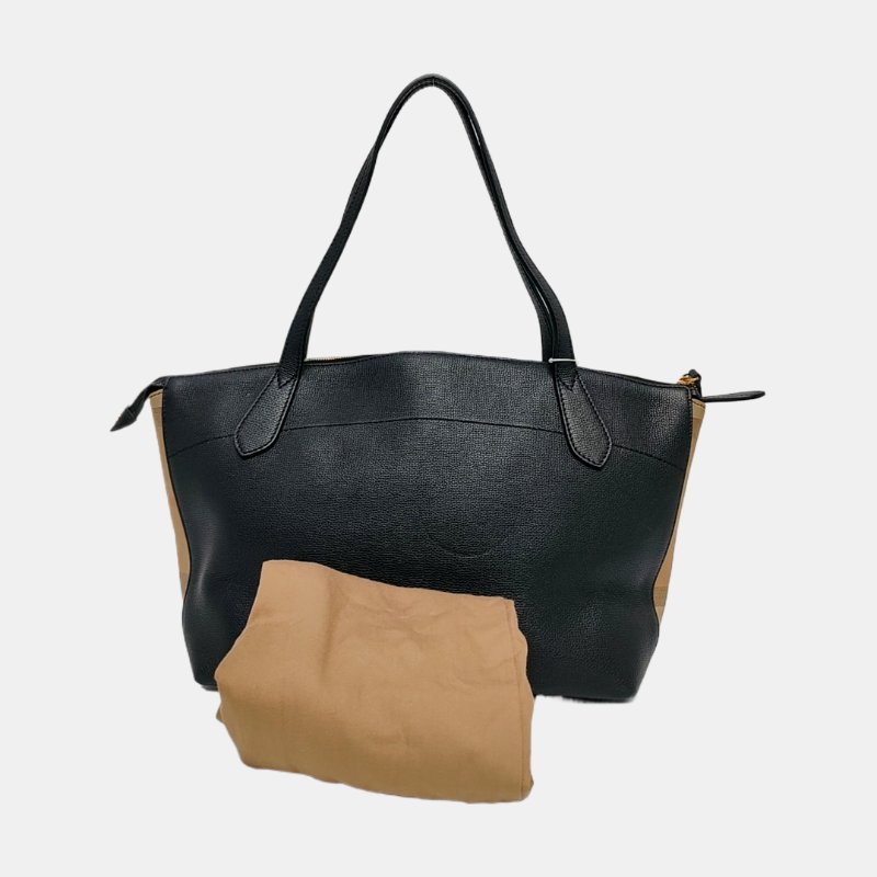 BURBERRY Welburn黑色牛皮手提包單肩包金色五金-7