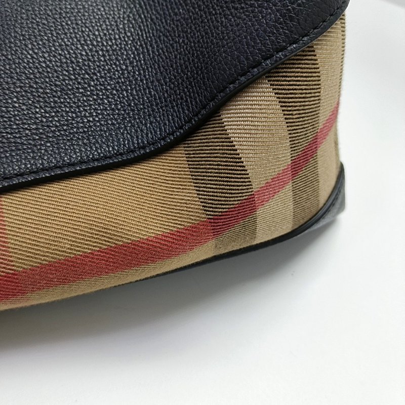 BURBERRY Welburn黑色牛皮手提包單肩包金色五金-10