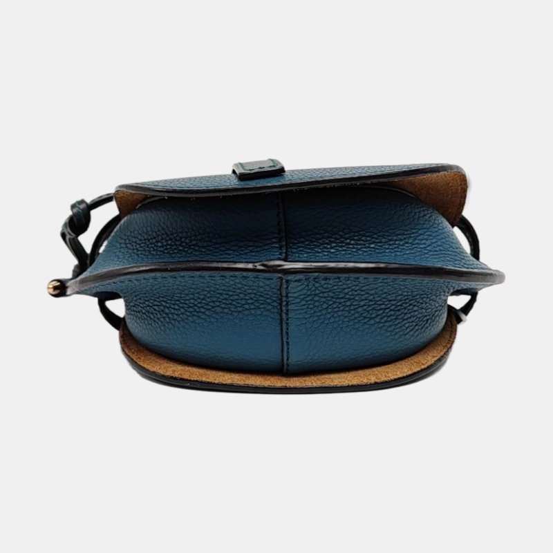 LOEWE Gate迷你藍綠色牛皮單肩包斜挎包金色五金-5