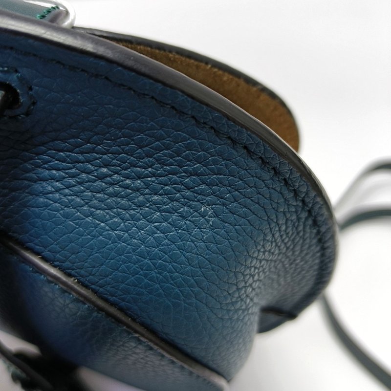 LOEWE Gate迷你藍綠色牛皮單肩包斜挎包金色五金-9