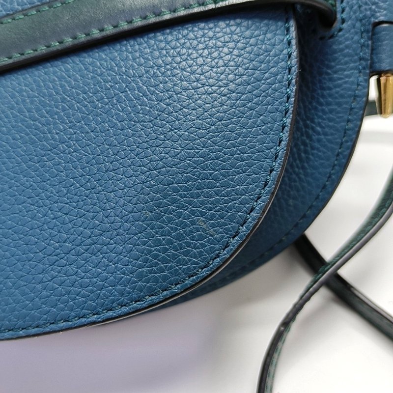 LOEWE Gate迷你藍綠色牛皮單肩包斜挎包金色五金-10