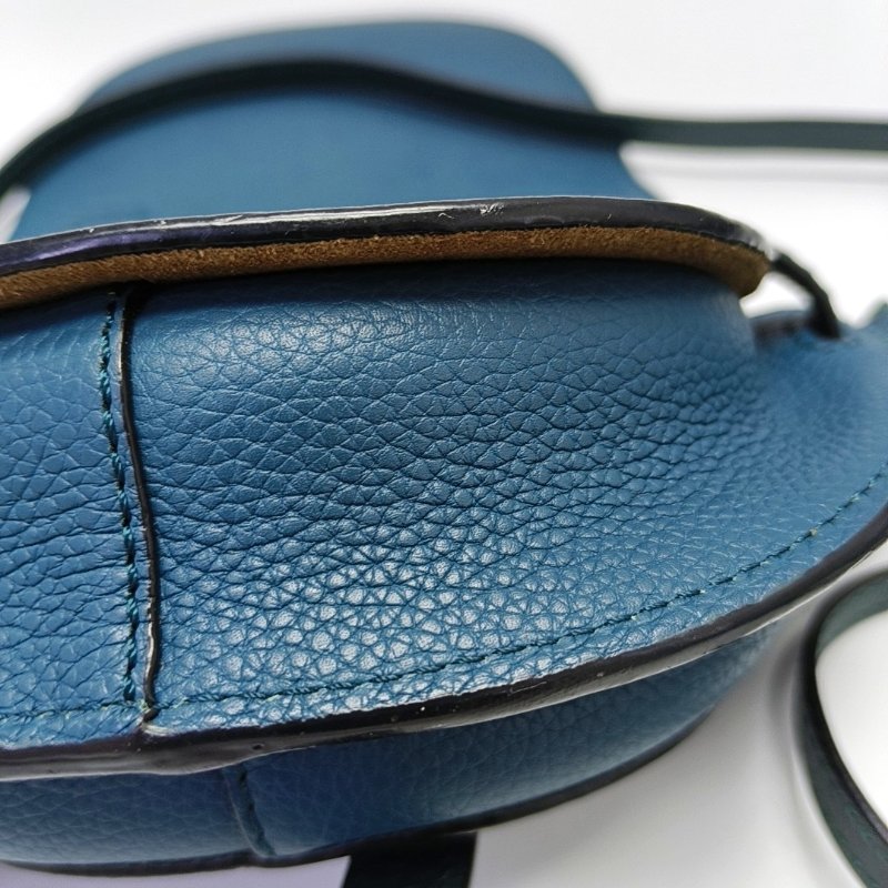 LOEWE Gate迷你藍綠色牛皮單肩包斜挎包金色五金-11