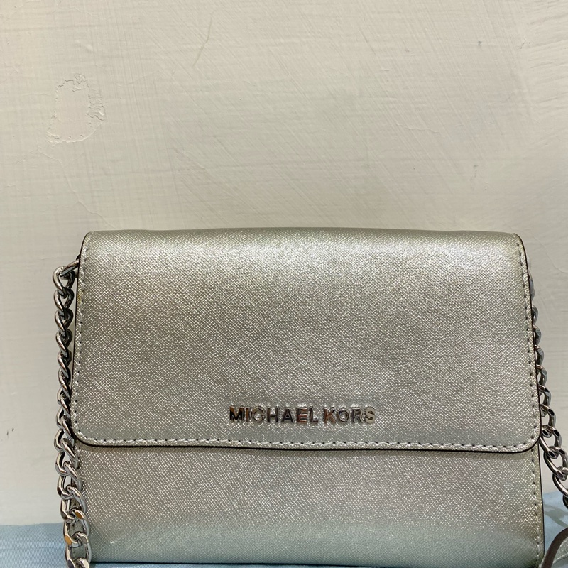 MICHAEL KORS 女用 銀色 斜背包 小包 全新 正品 現貨-0