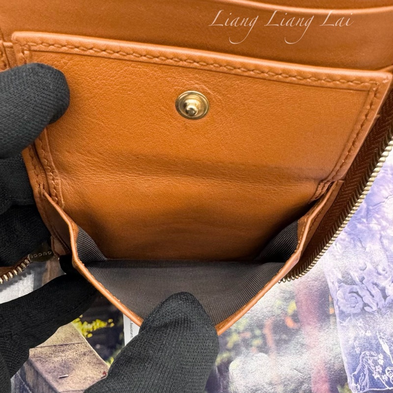 GUCCI 古馳 經典GG壓紋焦糖棕色拉鍊長夾-10