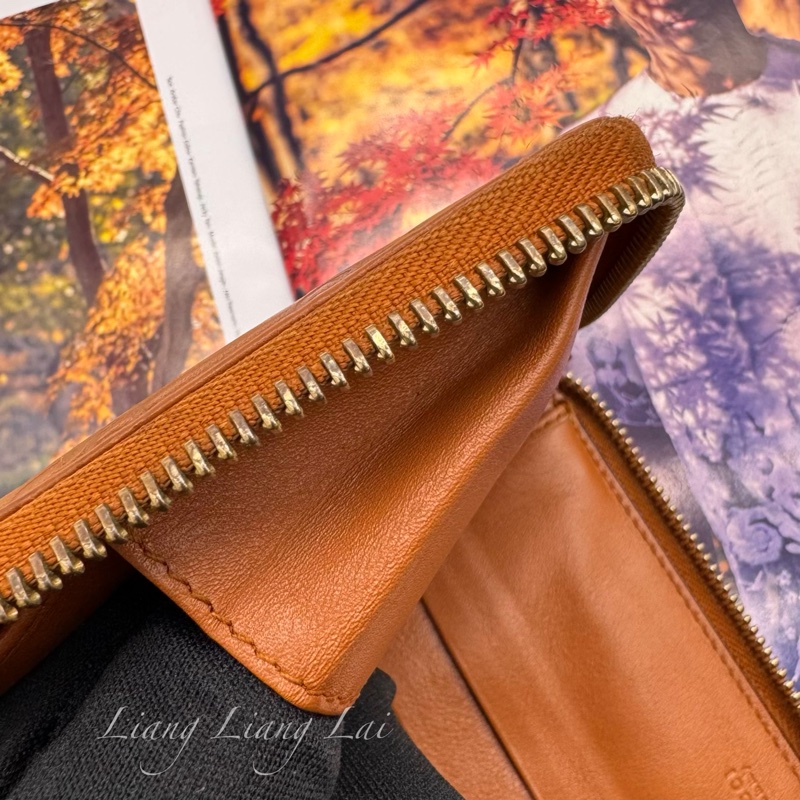 GUCCI 古馳 經典GG壓紋焦糖棕色拉鍊長夾-12