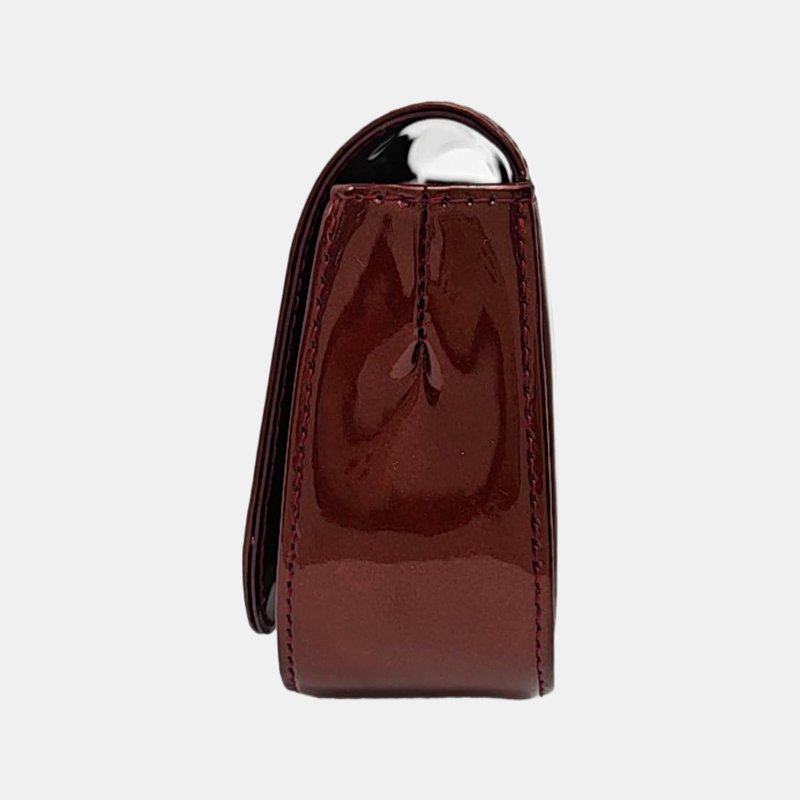 LOUIS VUITTON SOBE酒紅色漆皮手拿包金色五金-2