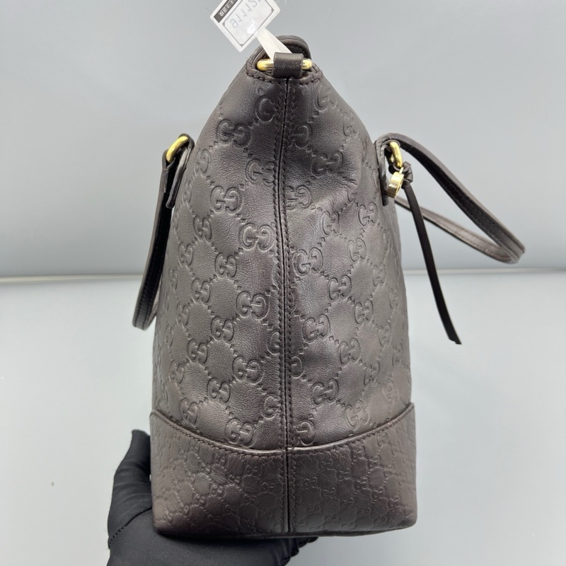 Gucci古馳餃子手提包褐色全皮壓花-2