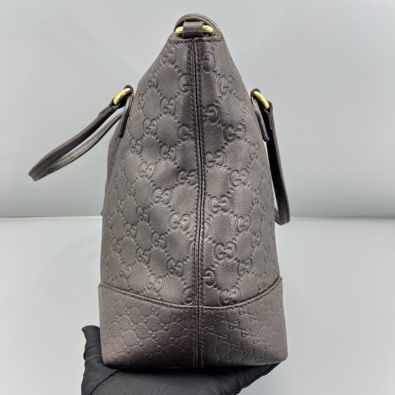 Gucci古馳餃子手提包褐色全皮壓花-3