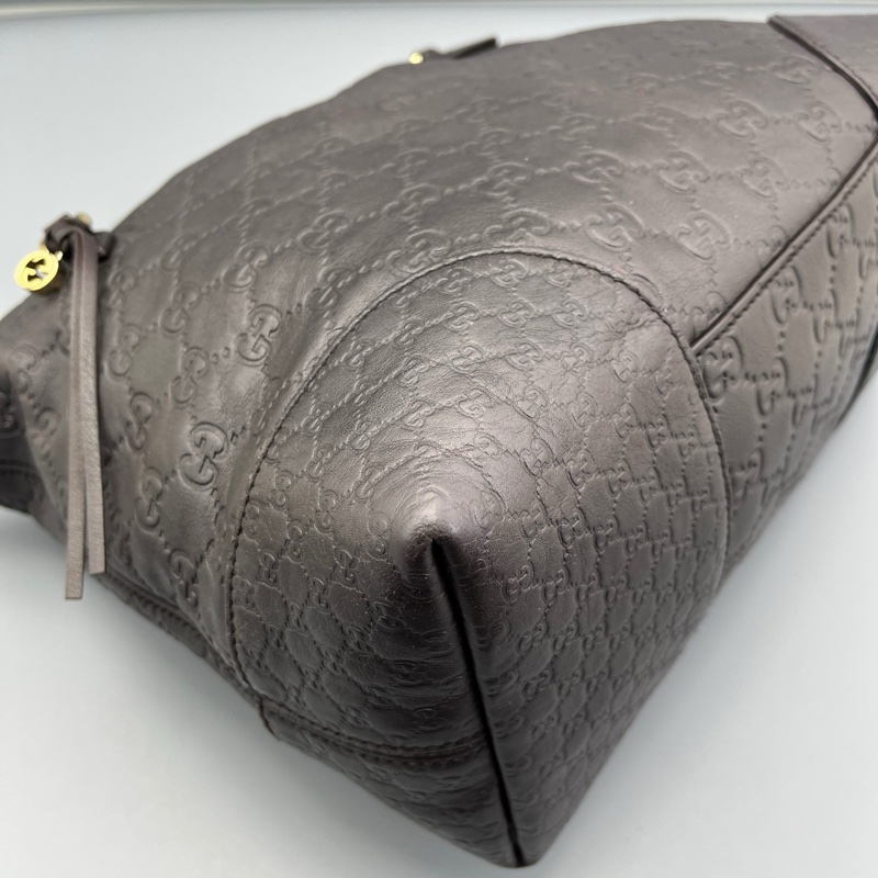 Gucci古馳餃子手提包褐色全皮壓花-5