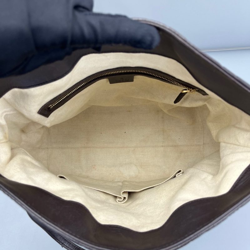 Gucci古馳餃子手提包褐色全皮壓花-6