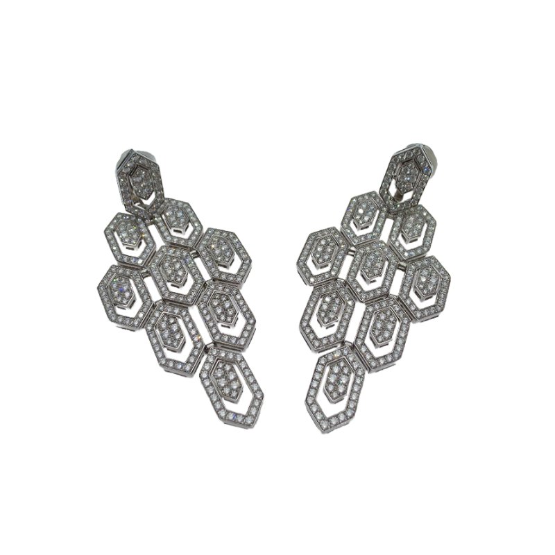 Bulgari 寶格麗 Serpenti系列 18K白金 鑽石耳環-0