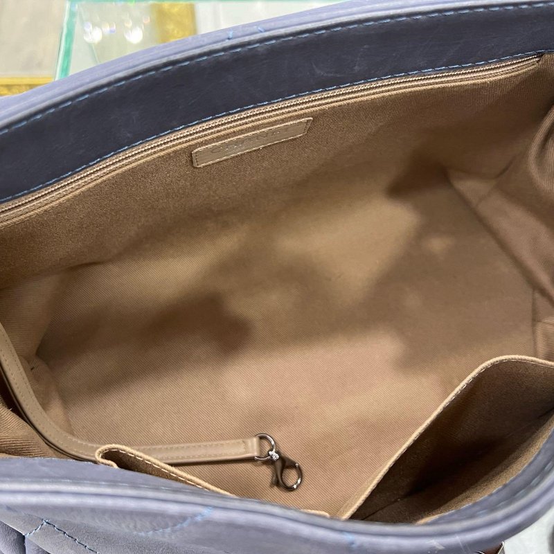 東區正精品㊣CHANEL 香奈兒灰藍色牛皮銀鍊大菱格掀雙C翻蓋肩背包 RZ4949-3