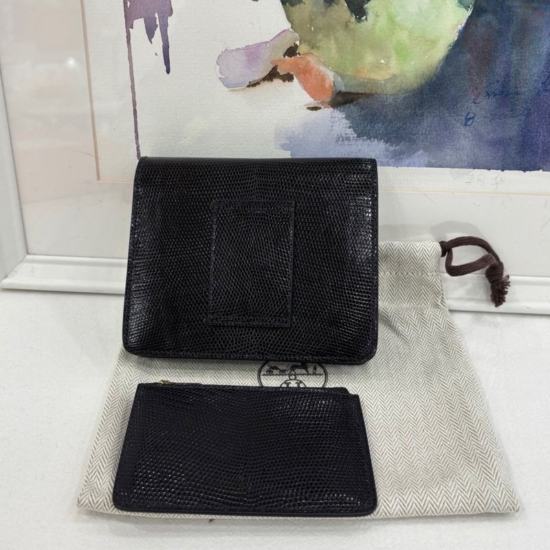 Hermes 愛馬仕roulis豬鼻子slim 黑金 U刻 蜥蜴皮 閒置-1
