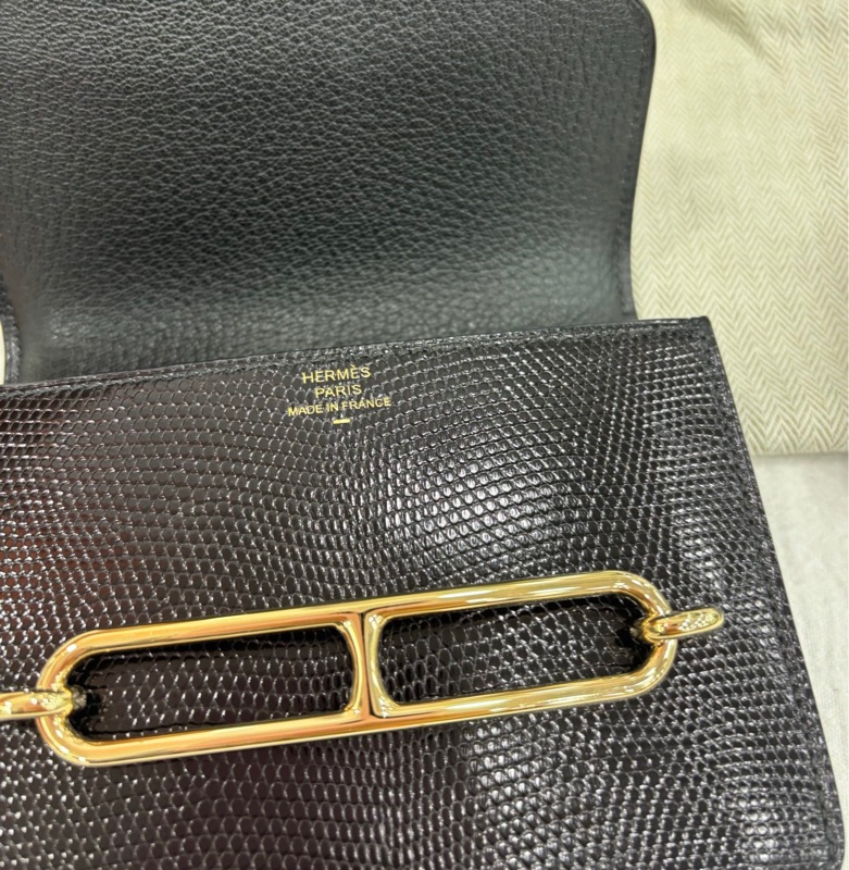 Hermes 愛馬仕roulis豬鼻子slim 黑金 U刻 蜥蜴皮 閒置-3
