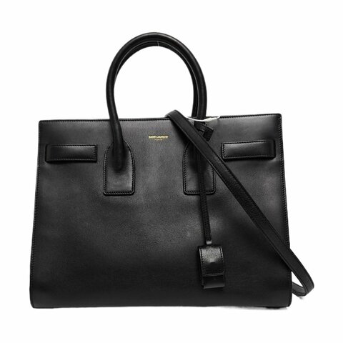YSL SACDE JOUR小號黑色牛皮單肩包金色五金可拆卸肩帶