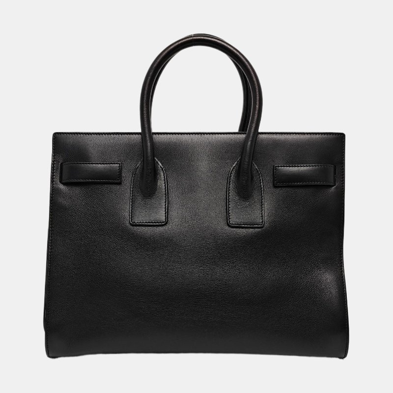 YSL SACDE JOUR小號黑色牛皮單肩包金色五金可拆卸肩帶-4