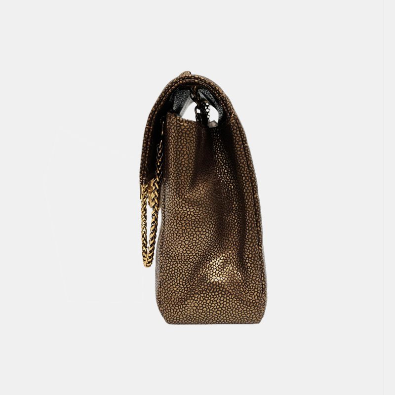 CHANEL金色牛皮絎縫單肩包金色五金14開-2