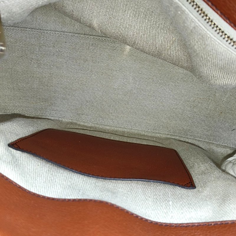 Chloe磚紅色牛皮編織單肩包金色五金可拆卸肩帶-13