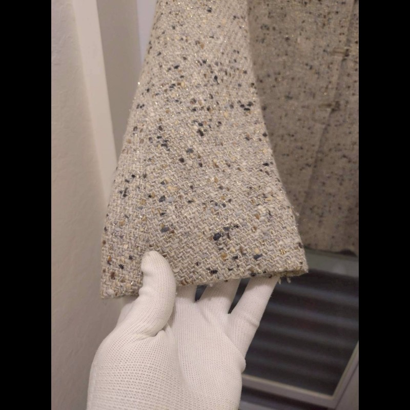 Chanel 灰色毛呢編金蔥外套-11