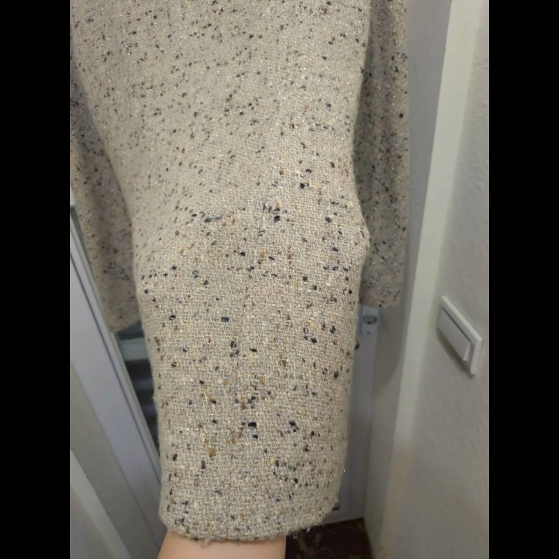 Chanel 灰色毛呢編金蔥外套-14