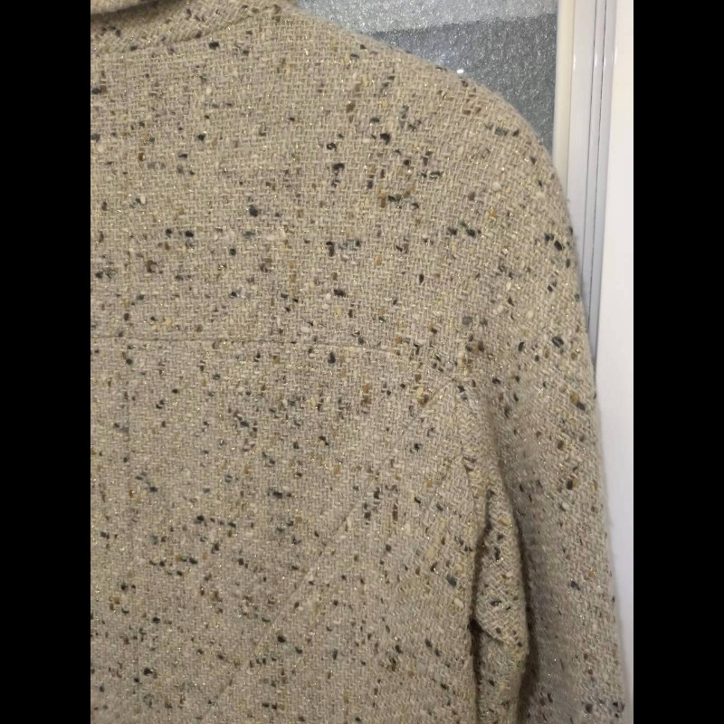 Chanel 灰色毛呢編金蔥外套-16