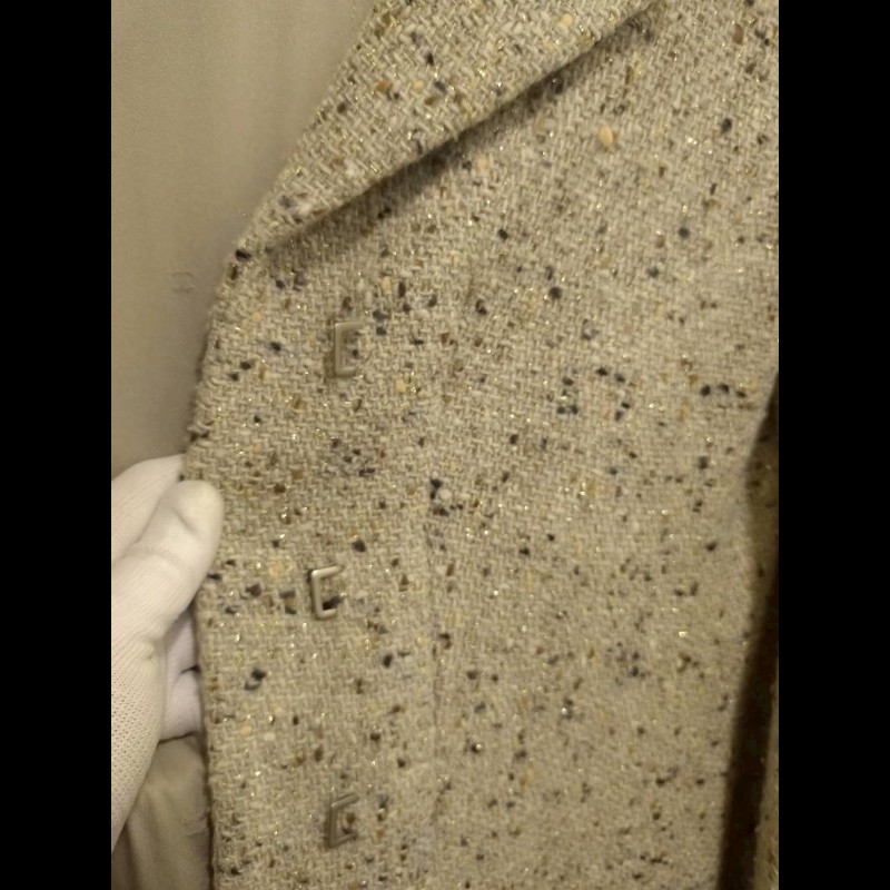 Chanel 灰色毛呢編金蔥外套-20